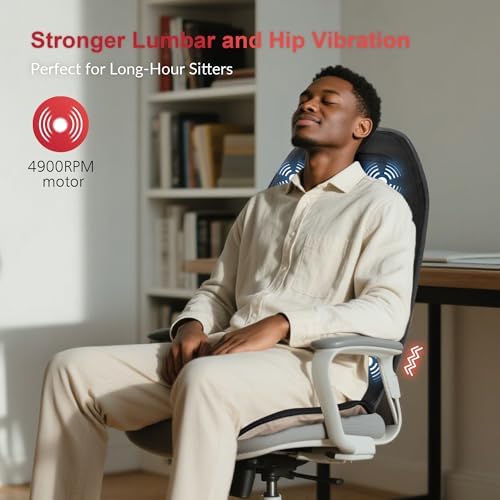 COMFIER Vibration Back Massager Seat Cushion with Heat,Father Day Dad Gifts for Men,10 Motors Massage Chair Pad,Chair Massager for Pain Relief at Office/Home