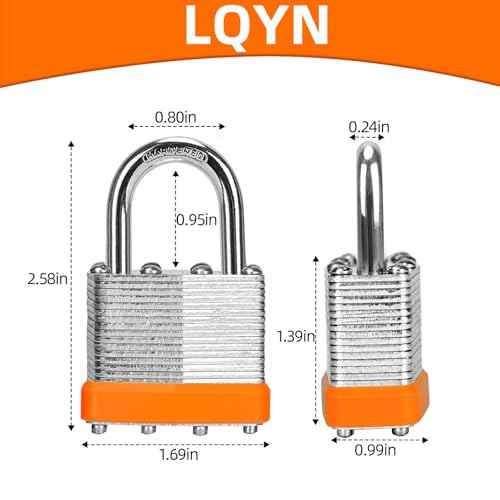 Padlocks with Same Key, LQYN 12 Pcs Laminated Keyed Padlock (1-9/16", 40mm), Keyed Alike Locks, Normal Shackle, for Storage Locker, Hasp Latch, Toolbox, Sheds
