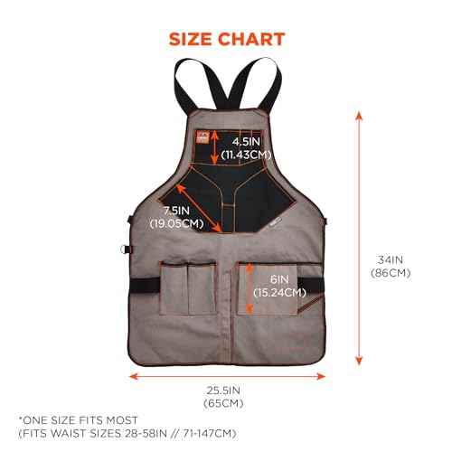 Ergodyne - 13696 Arsenal 5705 Full Length Tool Work Apron, 13-Pockets, Gray