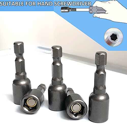 5/16'' Nut Driver Bit Sets 10PCS, SKZIRI 5/16 inch Nut Driver Hex Shank Quick Change Socket Nut Impact Driver Adapter Alloy Steel