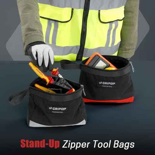 6 Pack Zipper Tool Pouch, 1680D Tools Bag Storage Kit with 4 Zipper Bags and 2 Stand-up Tool Bags, Multipurpose Tools Utility Pouches Storage Organizer