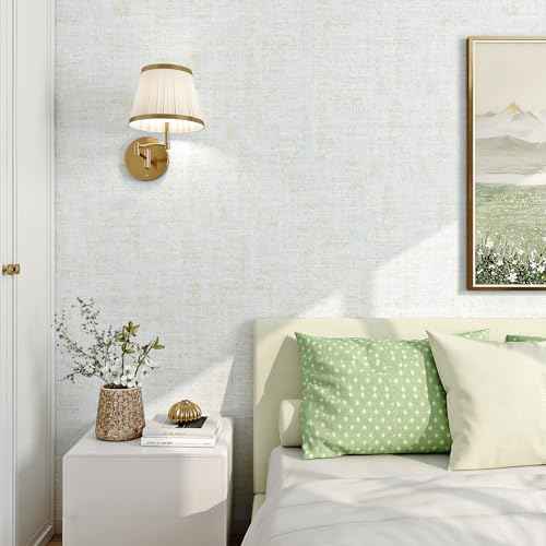 FunStick Gold Blue Grasscloth Peel and Stick Wallpaper Textured Self Adhesive Blue Fabric Contact Paper for Cabinets Walls Removable Grass Cloth Wallpaper Roll for Bedroom Bathroom Wall Decor 16"x80"