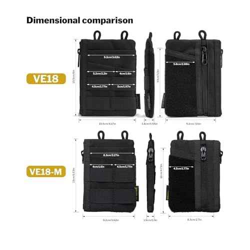 VIPERADE VE18-M EDC Pocket Pouch, Slim EDC Organizer with 3 EDC Slots+2 Zipper Pockets, 1 Large Pocket for Notebook or Cellphone, EDC Pouch for Men