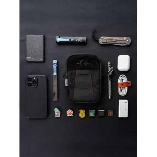 TACTICAL GEEK Block K EDC Compact Waist Pouch, Utility Pocket Organizer with Cache Pad, Nylon Zippers Tool Pouch, Multi-Purpose Small Gadget Organization for Daily Carry