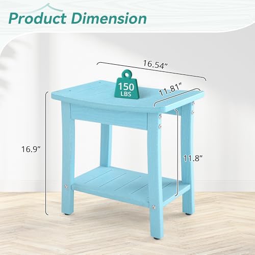 HDPE Shower Bench Stool, Waterproof Shower Seat for Inside Shower, Shower Stools for Shaving Legs with Storage Shelf for Bathroom, Light Blue
