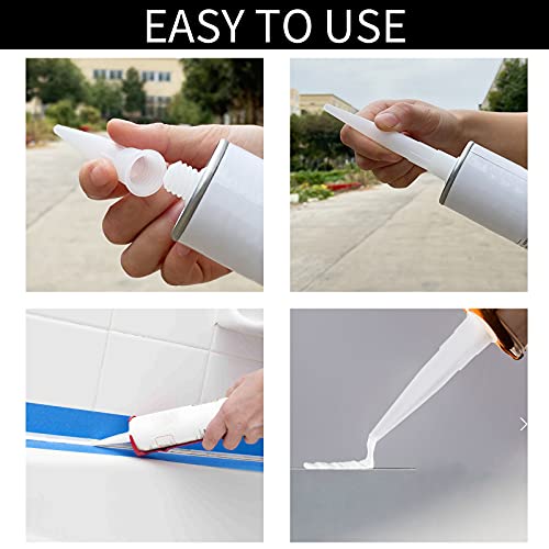 36Pcs Plastic Caulk Nozzles, Caulk Extension Nozzle Tip Replacement for Sausage Caulking Gun (White)