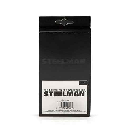 STEELMAN Precision Steel Shaft 6-Piece Electronics Screwdriver Set, Variety of Slotted/Phillips Sizes, Swivel-Head, Storage Case Included