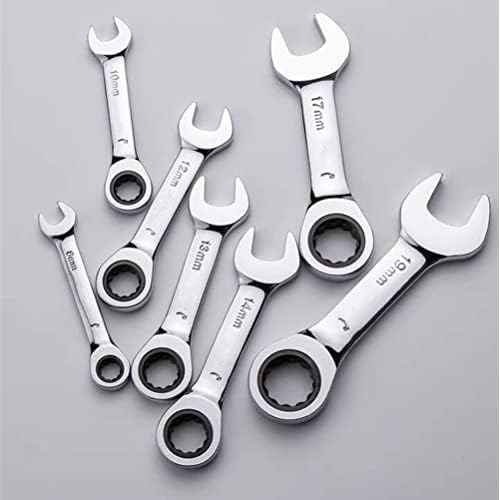 FLZOSPER 10mm Metric Stubby Box End Head Geared Wrench, 72-Tooth Ratcheting Combination Wrench Spanner