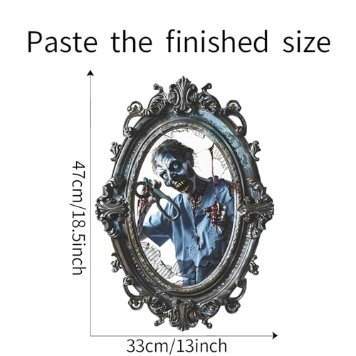 Scary Halloween Wall Stickers, Bloody Hands Broken Mirror Decals, Horror Decorations for Haunted House, Party Door