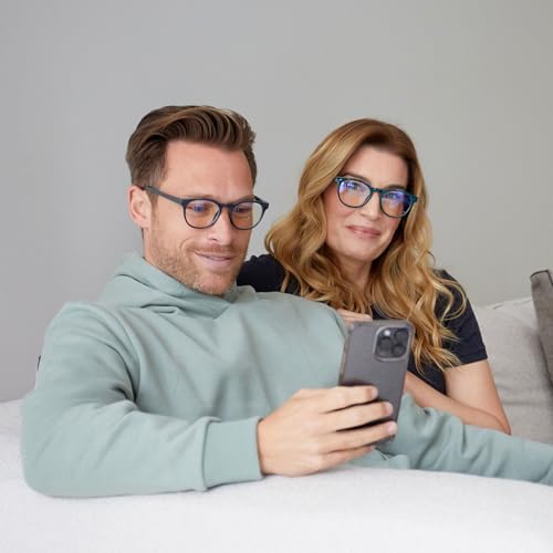 OPULIZE BLU Blue Light Blocking Reading Glasses for Women Men, Cool Round Frame with Anti-Glare Computer and Gaming Eyewear, UV and Eyestrain Protection, Blue Green Grey +1.50 (Pack of 3)