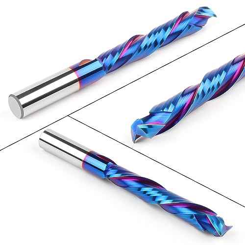 Compression Spiral Router Bit 1/2 Inch Shank, Extra Long 5 Inch Overall Length, 3 Inch Cutting Length, UP&Down CNC Router Bits for Woodworking Milling Slot Mortise