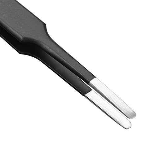 uxcell ESD-13 Tweezers, Anti-Static Stainless Steel Non-magnetic Blunt Tip for Craft Jewelry Electronics, 4.8" Overall Length 3 Pcs