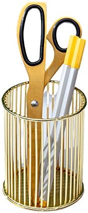 HSYMQ Gold Metal Pen Holder for Desk, Makeup Brushes Cup, Pencil Holders, Office&Home Organizer