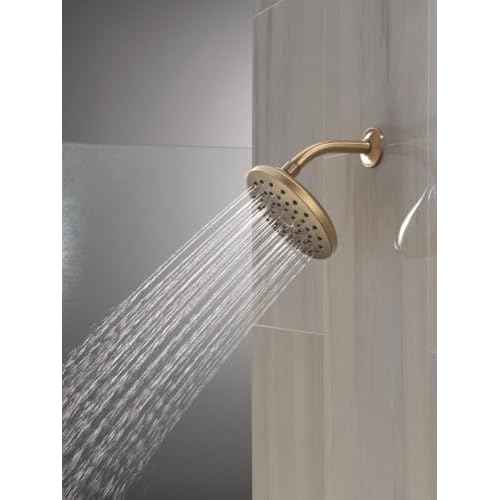 Delta PivotPro Brushed Gold Rain Showerhead, Single Setting 7 Inch Round Shower Head, Showerheads, 1.75 GPM Flow Rate, Champagne Bronze 75104CZ
