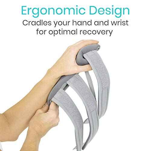 Vive Resting Hand Splint (Left) (w/ Rehab Video App) - Night Immobilizer Wrist Finger Brace - Thumb Stabilizer Wrap - for Arthritis, Tendonitis, Carpal Tunnel Pain - Functional Support for Sprains Fractures (Medium)