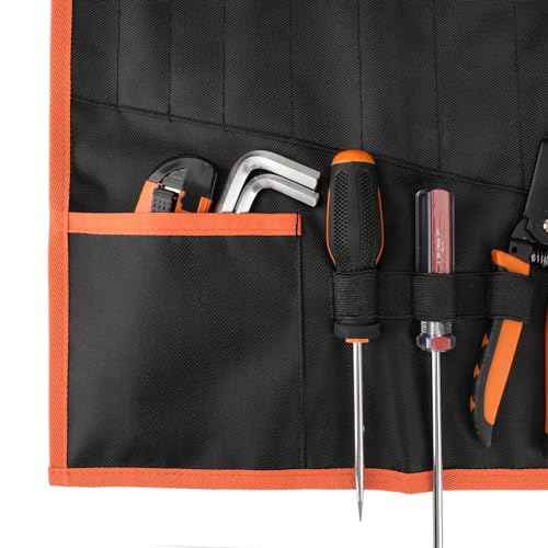 YOOFAN Wrench Roll Up Pouch ? Wrench Organizer Bag with Handle, Wrench Holder for Hanging (17+1 SAE)