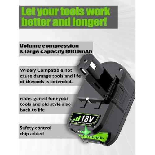 Replacement for Ryobi 18V Battery P108 8.0Ah Lithium 18V Battery ONE+ Plus P102 P103 P104 P105 P107 P108 PBP005 P109 P190 P191 P122 2Pack