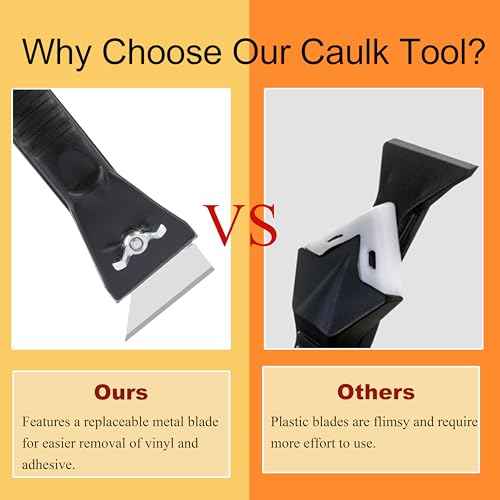 Silicone Caulk Remover Tool Kit, Grout Caulk Removal Tool, Putty Knife Scraper, 3 Glass Glue Corner Scrapers, Great for Kitchen Sinks, Bathroom and Window Frame