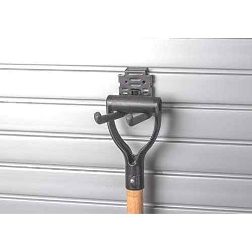 HandiWall 4" Double Hook with Locking Bracket for Tool Storage on Garage Slatwall Panels