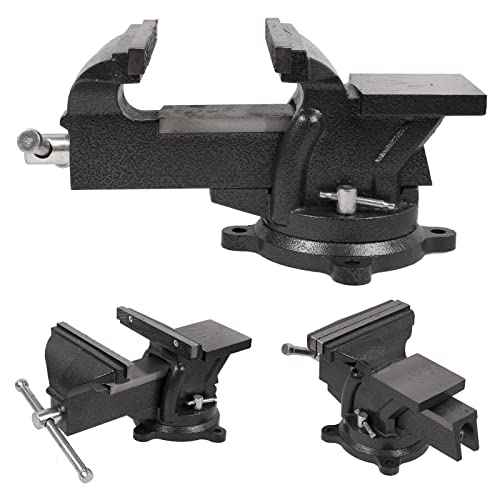 6" Heavy Duty Bench Vise, Pipe Vise Bench Vices with Anvil Swivel Table Top Clamp Locking Base, Double Swivel Rotating Vise Head& Body Rotates 360¡Æ-Black
