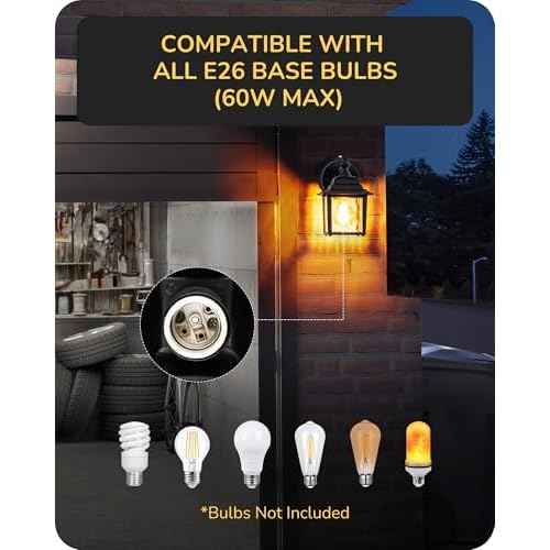EDISHINE 2 Pack Outdoor Porch Light, Dusk to Dawn Exterior Lighting Fixtures, Modern Outdoor Wall Lights Fixture, Clear Water Ripple Glass, Anti-Rust Waterproof for Front Door Garage Patio, Black