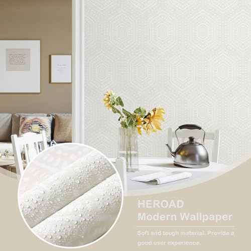 Heroad Peel and Stick Wallpaper Boho Beige Neutral Geometric Removable Wallpaper for Bedroom Modern Polka Dot Contact Paper Vinyl Decoration Self-Adhesive Waterproof 17.3"x78.7"
