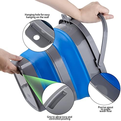 Collapsible Bucket with 2.6 Gallon (10L), Mop Bucket for Cleaning, Plastic Bucket for Garden, Car Washing or Camping, Portable Fishing Water Pail