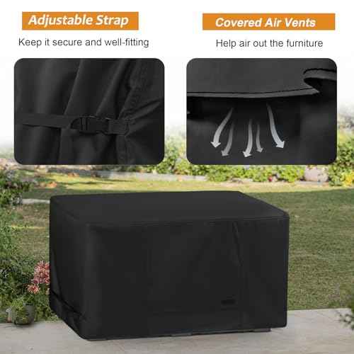 NettyPro Deck Box Cover, Fade Resistant Waterproof Outdoor Patio Storage Box Bench Cover for Rectangular 150-230 Gallon Resin Large Deck Box, 62 x 30 x 28 inch, Black