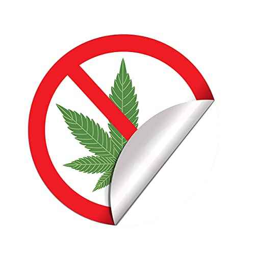 dealzEpic - No Cannabis Symbol Sticker/Marijuana Prohibited Sign - Self Adhesive Peel and Stick Vinyl Decal - 3.94 inches in Diameter | Pack of 4 Pcs