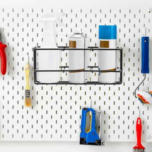 Hicarer 2 Pcs 3 Holes Spray Bottle Storage Rack Holder Wall Mount Organizer Steel Bracket Storage for Garage Home Workspace
