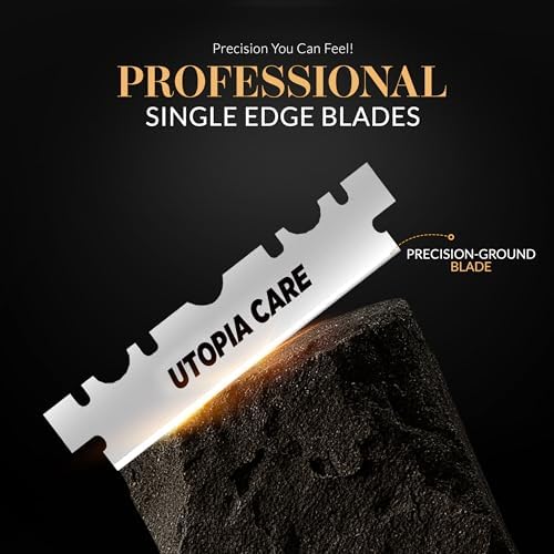 Utopia Care Single Edge Razor Blades,Stainless Steel Professional Barber Razor Blades for Hair Shaping, Shaving, Beard & Neckline Grooming, 100 Count