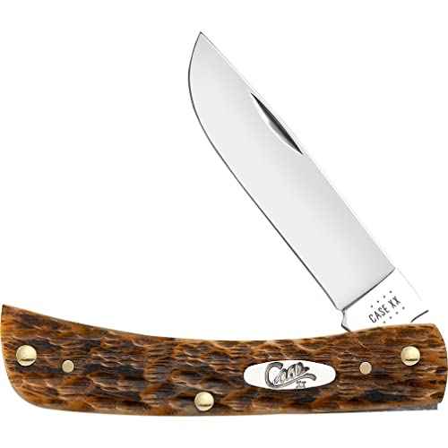 Case xx 30092 Peach Seed Jigged Amber Bone Sodbuster Jr CV Steel Pocket Knife Knives 3 5/8 INCHES CLOSED