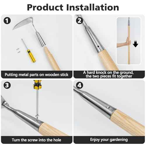 Berry&Bird Japanese Weeding Sickle, Versatile Long Handle Weeding Tool Garden Hoe for Effective Weeding, Cultivating, Soil Loosening & Digging