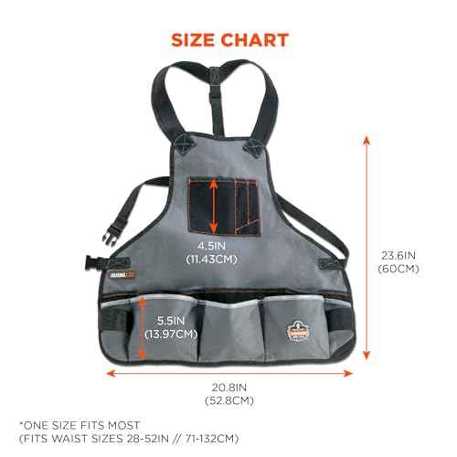 Ergodyne Arsenal 5700 Torso Length Work Tool Apron, 16-Pockets, Gray