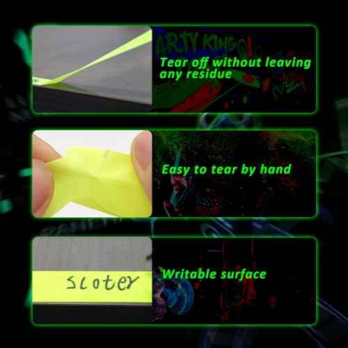 Neon Gaffer Cloth Tape,6 Colors Black Light Tape Sets,Fluorescent UV Blacklight Glow in The Dark Tape for UV Party (0.6 inch x 16.5 feet)