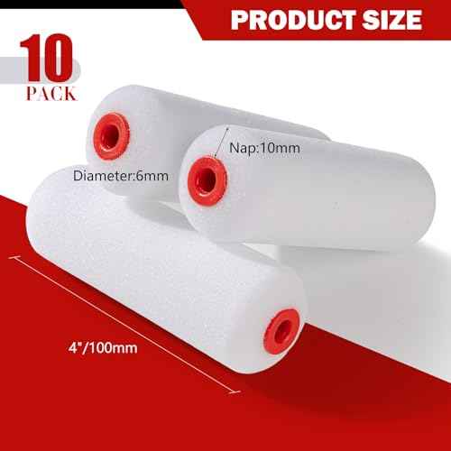 Mister Rui 4 Inch Foam Roller Covers 10-Pack, 30kg/m©ø Medium Density - Washable & Reusable for Smooth Finish on Furniture, Cabinets, DIY Projects