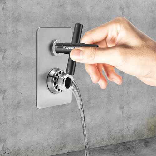 4 Way Sillcock Water Key, 1/4", 9/32", 5/16", 11/32", 2-Pack Steel Multi-Function Utility Key for Sillcocks Faucets Valves Spigots, Silver & Black