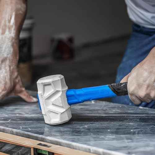 Real Steel Rubber Mallet Hammer 32 OZ White Rubber Hammer with Solid Head, Double-faced Mallets for Flooring, Woodworking, Camping, Automotive 0323