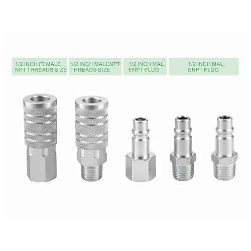 Yolass 1/2¡±NPT Air Hose Quick Connection Accessory Set,1/2 Inch NPT Threads Size,2Pcs High Flow Air Coupler and 3Pcs Air Plug,Widely used in Professional Workplace,Home,Auto Repair and so on
