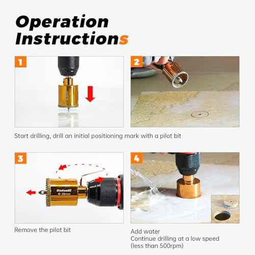1" Serrated Diamond Hole Saw with 2Pcs Removable Pilot Bits, Easy-Align for Precise Drilling in Porcelain, Ceramic Tile, Granite, and Marble (1 inch Granite Drill Bit)