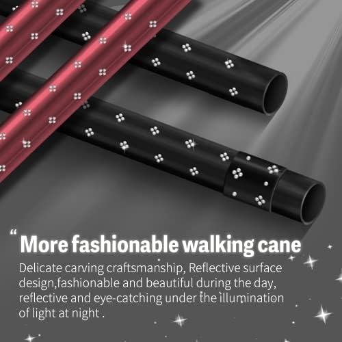 Folding Cane, Smart Alarm Foldable Cane with Light, Fashion Walking Cane for Women&Men, Adjustable Canes for Seniors, USB Direct Charging, Lightweight and Portable
