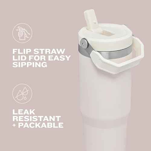 STANLEY IceFlow 2.0 Flip Straw Tumbler with Handle 30 oz | Twist On Lid and Flip Up Straw | Leak Resistant Water Bottle | Insulated Stainless Steel | BPA-Free | Dried Pine
