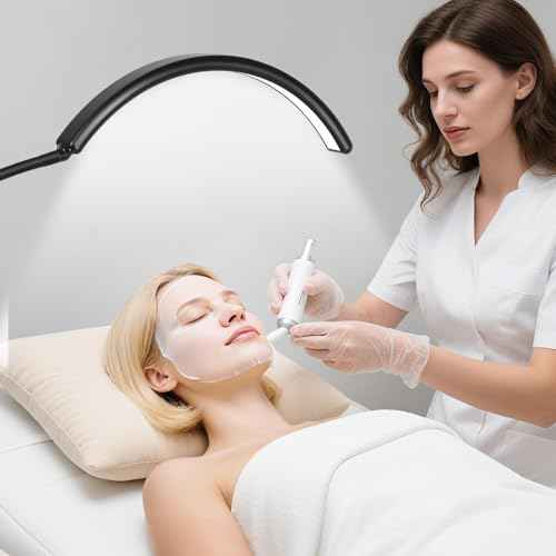 Half Moon LED Floor Lamp - Professional Shadow-Free, Dimmable Light | for Lash Techs, Estheticians & Tattoo Artists | Eyelash Extensions, Nail Art, Home & Office (Black)