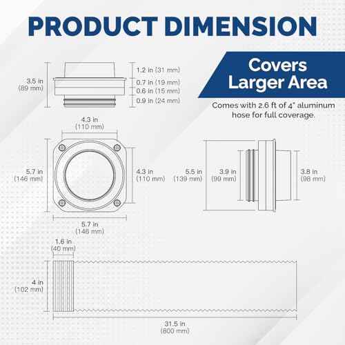 Magnetic Dryer Vent Coupling DV180 - Airtight Seal, Quick-Connect & Easy Clean, Strong Magnet Self-Alignment, Includes 4" Duct and two Clamps