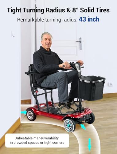 Mobility Scooter for Adults Seniors Driving 22 Miles, 42Lbs Lightweight Folding Electric Airlines Approved Mobility Scooter w/249WH*2Batteries Charger Dustproof Cover FSA/HSA Eligible (Red)