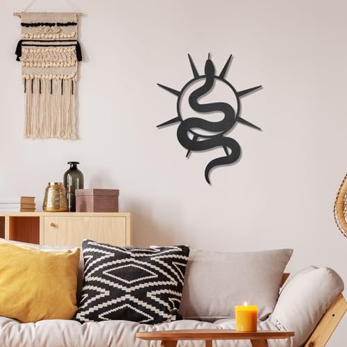 OYEFLY Black Snake and Crescent Moon Mirror Wall Decor,Gothic Snake Decorative Mural (style 2)