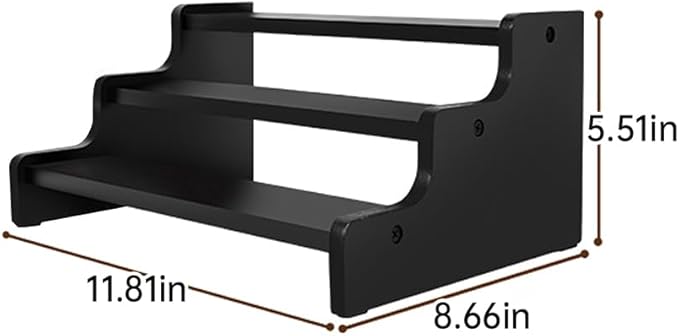 Wooden Cologne Organizer for Men, Perfume Organizer Stand, Cologne Stand with Anti-Slip Washers, Wooden Display Risers Stand for Dessert, Cupcake, Black, 3-tier-11.8in