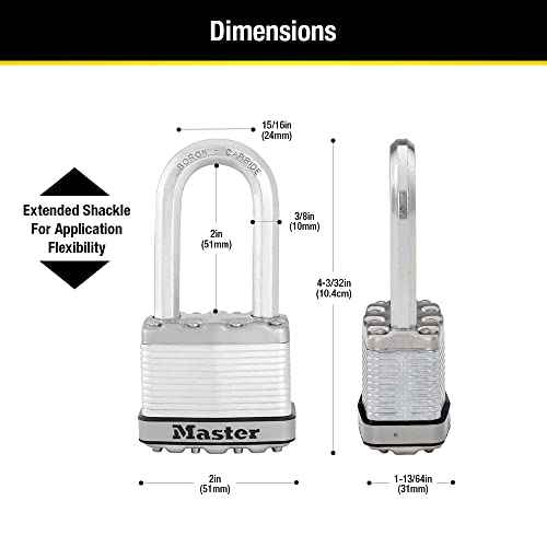 Master Lock M5XTRILH Magnum Heavy Duty Outdoor Padlock with Key, 3 Pack Keyed-Alike Silver