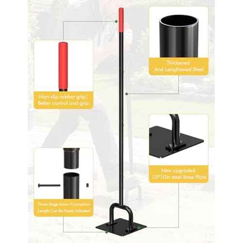 Heavy Duty 10"x10" Steel Tamper Tool with 57" Long Handle and Rubber Grip, Hand Compactor Tool for Soil, Gravel, Asphalt, Driveway, Sidewalk and Paver Base Leveling