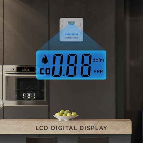 Smoke Detector Carbon Monoxide Detector,2 in 1 Fire & CO Alarm,Battery Powered,Carbon Monoxide Gas Detector with LCD Digital Display Sound and Light Alarm for Bedroom Warehouse Kitchen or RV Travel